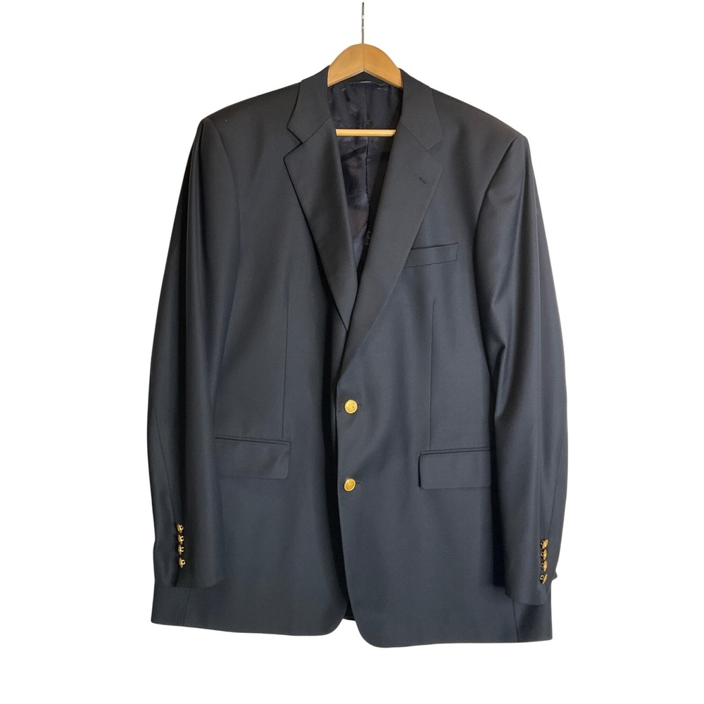 Vintage Loro Piana Brooks Brothers Blazer Sports Coat Wool Metal Button Classic